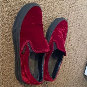 Red and black velvet vans